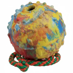 Pelota de caucho resistente de 7 cm fabricada por Gappay para jugar o entrenar con tu perro. Es una pelota hueca que