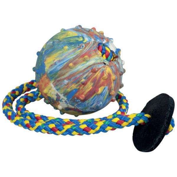 Pelota para perro Gappay de 6cm con cuerda y tope de cuero.